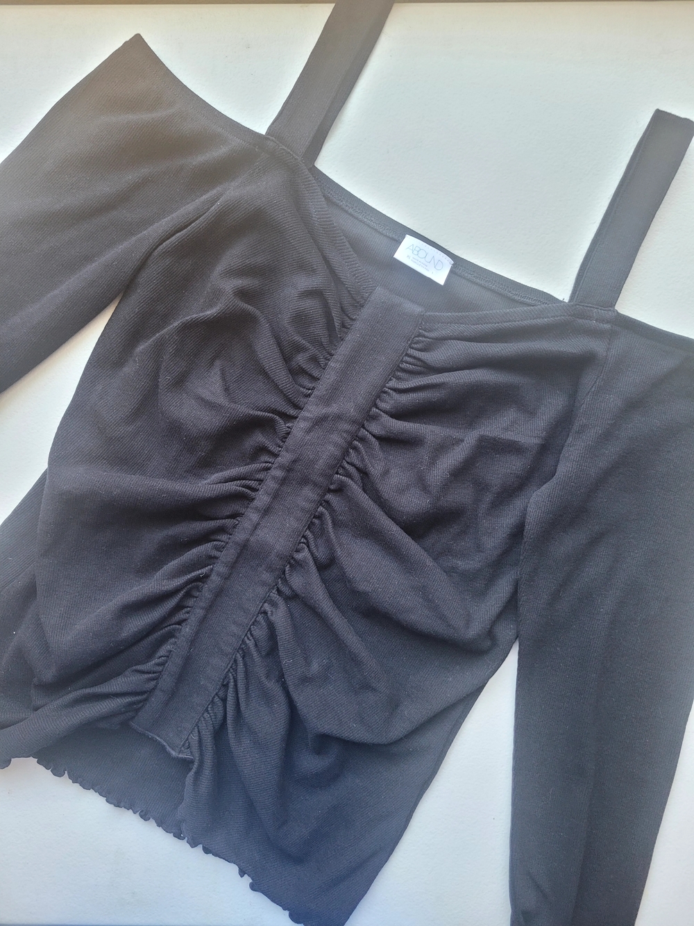 Black Long Sleeve Cold Shoulder Top Size XL